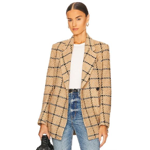 Anine Bing Kaia Blazer Camel Check Size XS - Picture 1 of 7